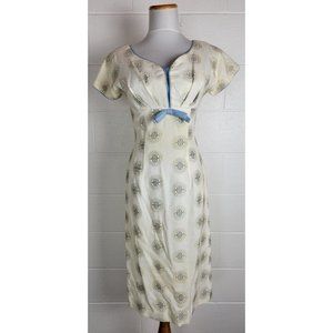Vintage 1950s Womens Pat Hartly Cap Sleeve Oriental Party Dress‎